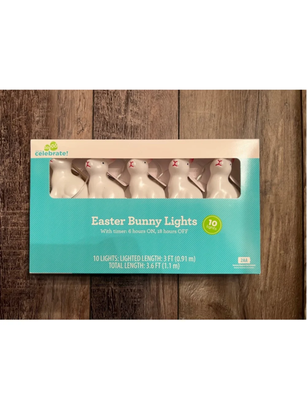 NEW Way To Celebrate! Easter Bunny String Lights One Size White Pink